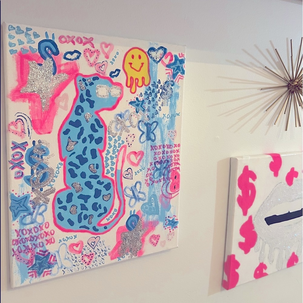 Cheetah glitter painting